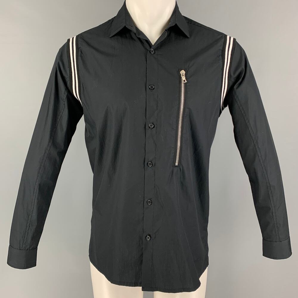 STAMPD Size XS Black White Cotton Button Up Long Sleeve Shirt